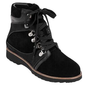 Blondo Ramona Waterproof Ankle Boots Black Suede Leather Size 8.5 Lace Up Hiking